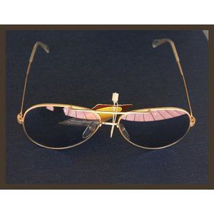 rare Foreign Intrigue Sunsensor gold-tone aviator metal sunglasses - NWT